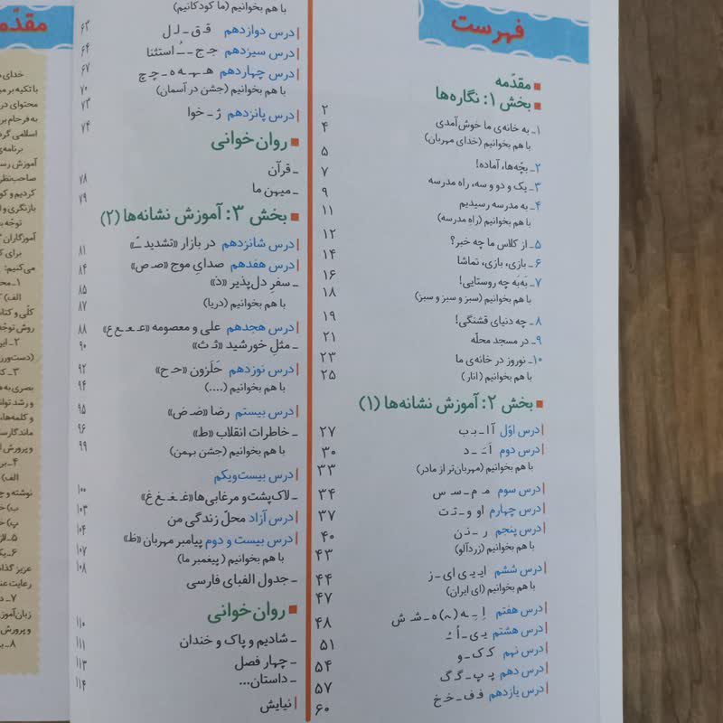 صفحات کتاب فارسی اول دبستان